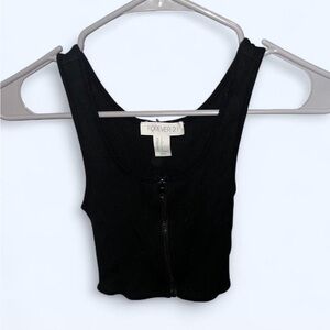 Forever 21 Black Zip-Front Crop Top